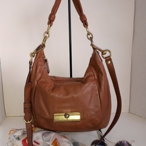 COACH "Kristin" Caramel Tan Leather 2-Way Slouchy Hobo Bag - Picture 1 of 16